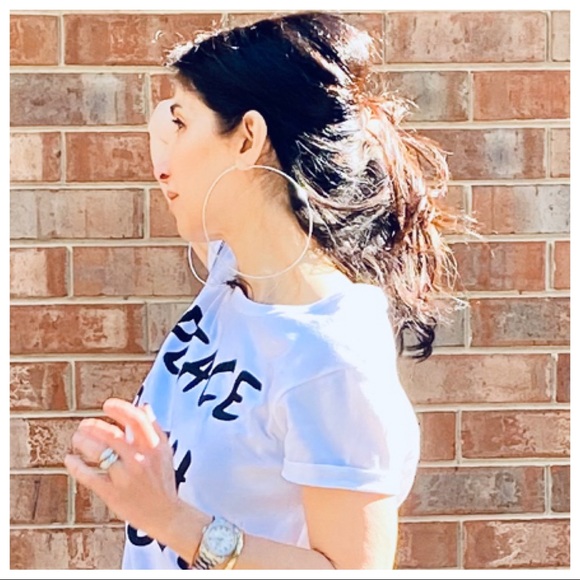 Fabulous Huge Silver Hoop earrings - Picture 3 of 8